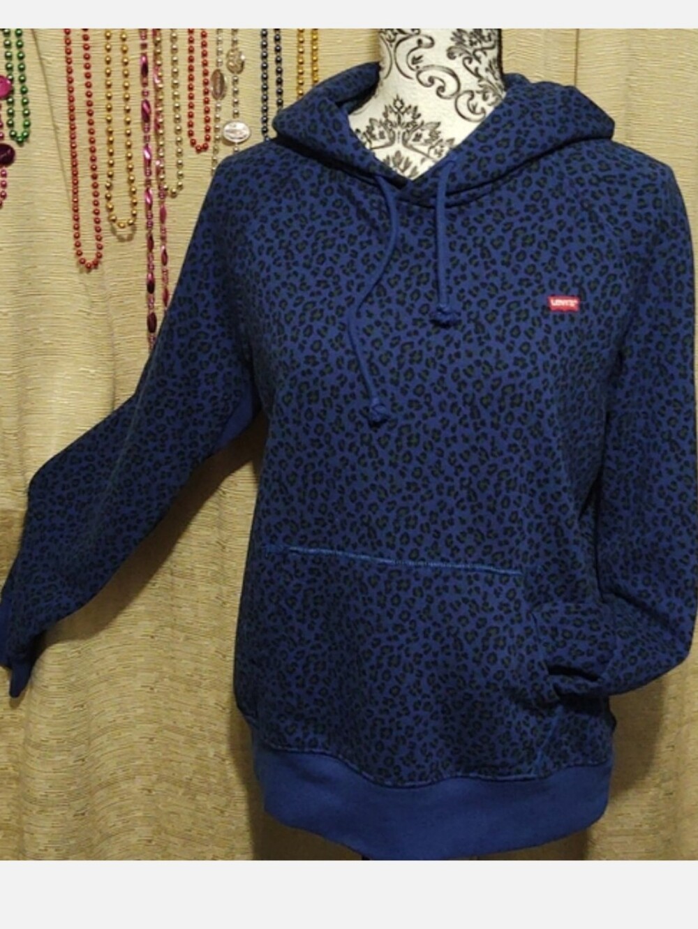 Levi's Blue Cheetah Print Hoodie Small